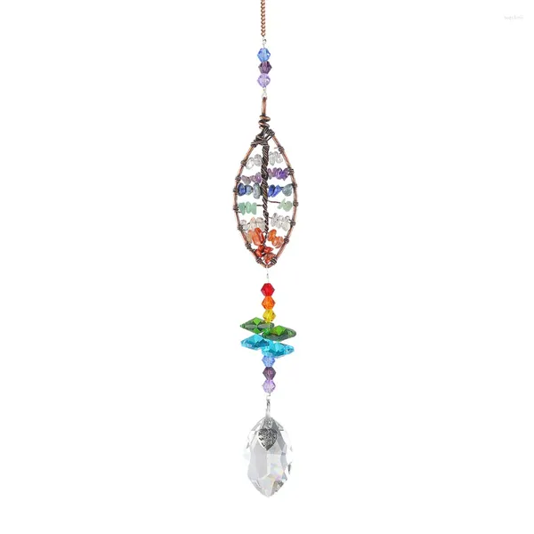 Decoraciones de jardín Prisma de cristal Suncatcher hecho a mano campana de viento alambre envuelto decoración de ventana forma de corazón accesorios colgantes para coche