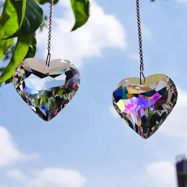 Décorations de jardin Prisms de rédacteur arc-en-ciel Sun Catcher 2pcs Artisanat de prisme cardiaque pour les rétroviseurs en voiture