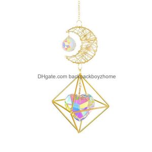 Décorations de jardin Crystal Sun Catching Wind Chimes Bijoux à la main suspendus Love Heart Longan Doublepointed DHDEF