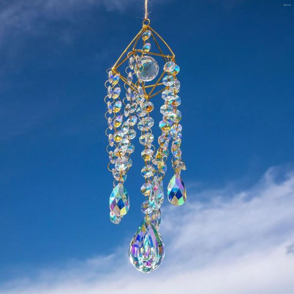 Décorations de jardin Crystal Suncatcher Couleur arc-en-ciel Chaser Curtain Pendant Sun Catcher Glass Prism Outdoor Window Home Decor