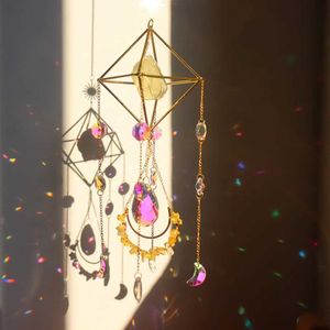 Décorations de jardin Crystal Wind Chime Prism Sun Catcher Fenêtre suspendue Suncatcher Natural Crystal Pendant Rainbow Maker Décoration de jardin Décoration extérieure