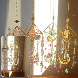 Tuindecoraties Crystal Wind Chime Sun Prisms Glass Kroonluchter Hanger Sunshine Catchers Hangend druppel voor Outdoor Indoor Windchimes 230504