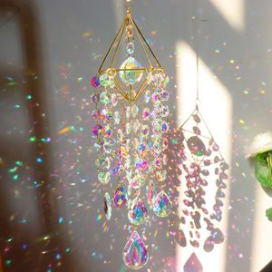 Décorations de jardin Carillons éoliens en cristal suspendus prismes de fenêtre Suncatcher Rainbow Maker ornement verre cristal bijoux pendentif maison décoration de jardin 230920