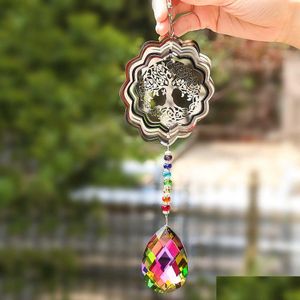 Décorations de jardin Crystal Wind Chimes Sun Prism Tree of Life Hanging Light attraper la décoration de mariage à la maison Drop Livraison Patio Lawn Dh2gv