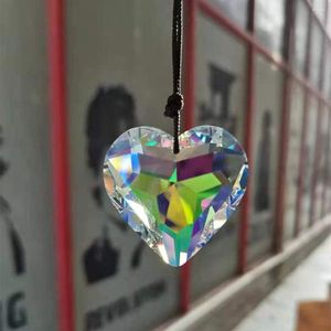 Garden Decorations Crystals Wind Chime Suncatcher Golden Heart Pendant AB Prism Stained Glass Ornament Chakras Crafts Home Decoration