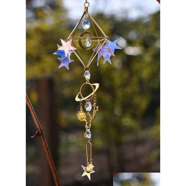 Décorations de jardin Constellation personnalisée Car Suncatchercelestial Witchy Suncatcher Holographic Window Decor Rainbow Crystal Dhsxd