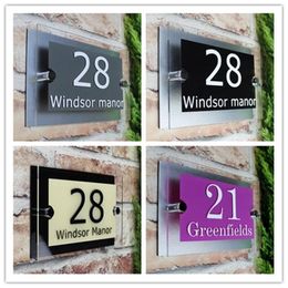 Decoraciones de jardín Personalizar Casa moderna Placa de letrero Número de puerta Nombre de la calle Efecto de vidrio Número de placa de puerta acrílica 200x140 mm 300x140 mm 230823