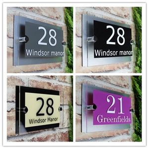 Gardendecoraties Modern huis aanmelden Plaque Deurnummer Straatnaam Glaseffect Acryl deurplaat nummer 200x140mm 300x140mm 230823