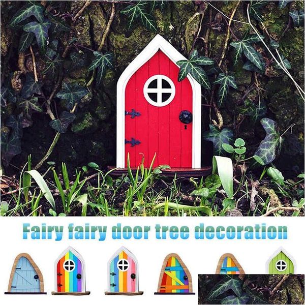 Décorations de jardin Mignon Miniature Fenêtre Porte En Bois Fée Gnome Conte Porte Jardin Pelouse Ornement Et Décoration De La Maison Drop Livraison Maison Dhhli