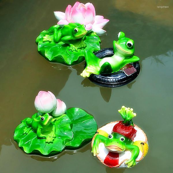 Decoraciones de jardín, bonita estatua de ranas flotantes para estanque de resina, escultura de rana de agua decorativa para exteriores para decoración de parque del hogar, ornamento