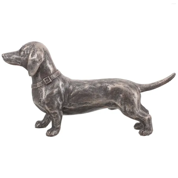 Décorations de jardin Dckhund Dog Sculpture Ornement Style Antique Style Patio Standing Puppy Figurine Outdoor Statue Decor Yard Lawn