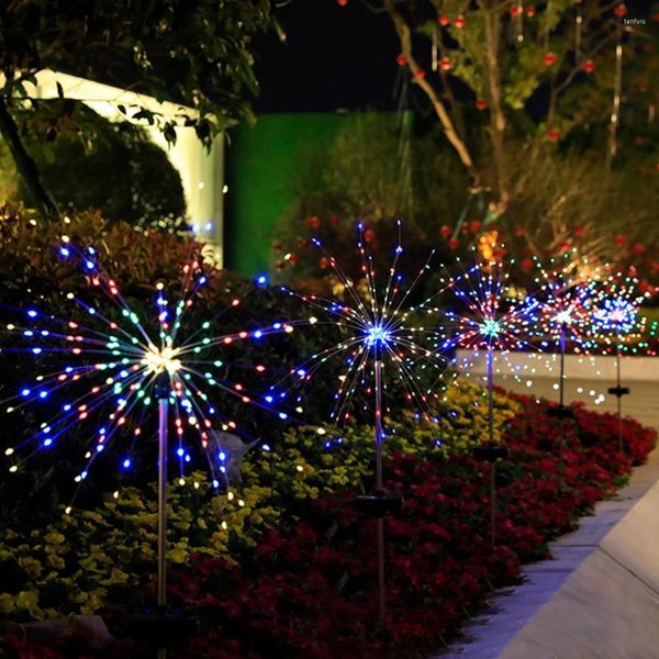 Decoraciones de jardín Diente de león Luz solar al aire libre Fuegos artificiales Decoración navideña Césped LED Paisaje impermeable