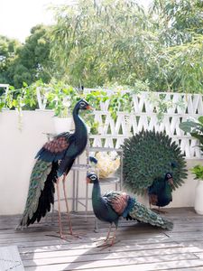 Tuindecoratie Decoratie Buiten Metalen Vogel Sculptuur Pauw Open Scherm Decor Vloer Ijzeren Ornamenten Grote Simulatie Dierenfiguren