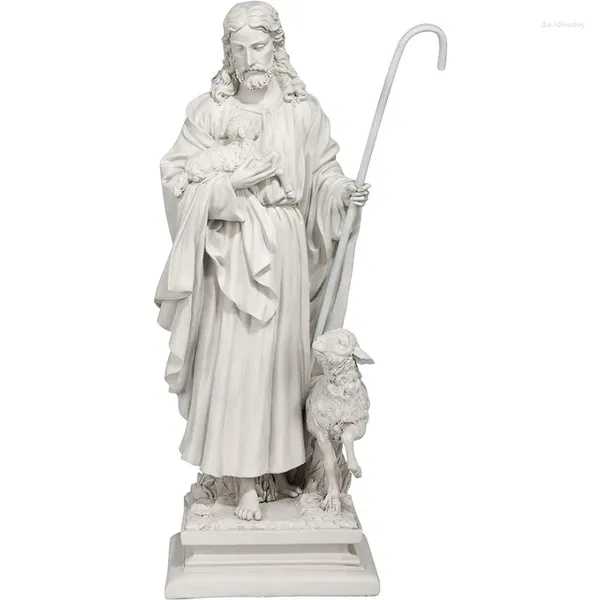 Décorations de jardin Design Toscano EU1785 Statue religieuse de Jésus le Bon Berger 12 pouces de large 8 de profondeur 28 de haut