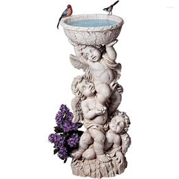 Tuindecoratie Design Toscano NG27902 Drie engeltjes met urn Decoratief object Oude ivoren decoratiefiguren