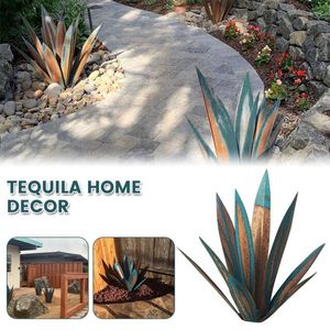 Decoraciones de jardín DIY Arte de metal 9 hojas Tequila Escultura rústica Estatuas de patio de óxido Artesanía Decoración del hogar Letreros Decoración 27 cm / 35 cm / 65 cm