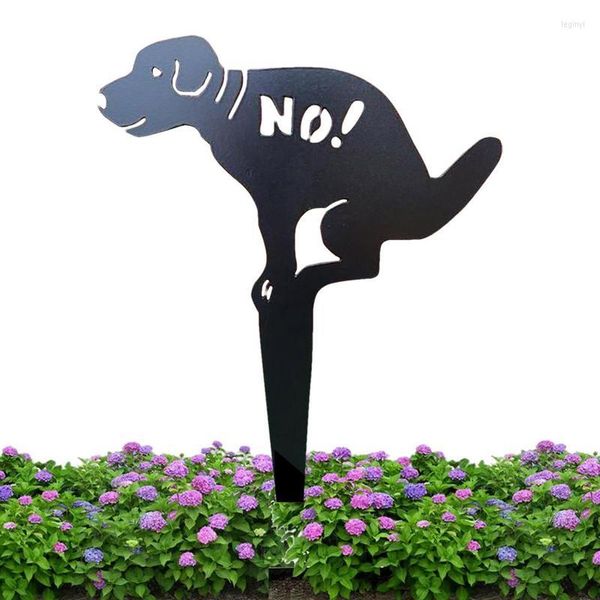 Decoraciones de jardín Perro No Pooping Yard Sign Hierro fundido Poop Stop Perros de gran decoración de césped al aire libre pintada