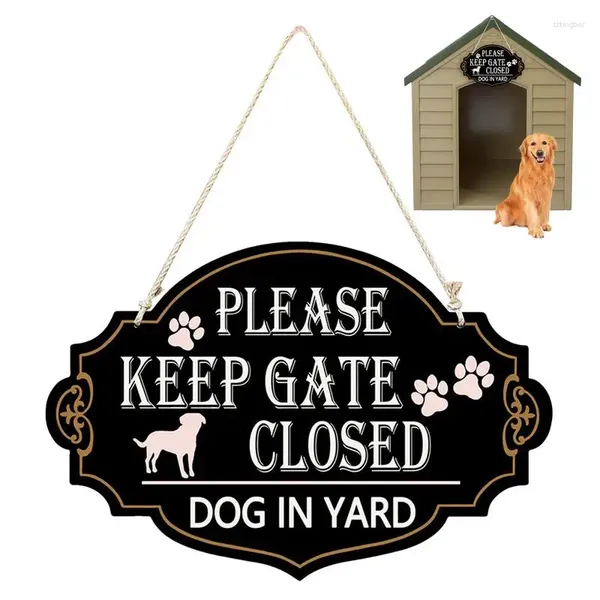 Décorations de jardin panneaux pour chiens pour yard 13x9 pouces Méfiez-vous de la clôture s'il vous plaît fermer la porte