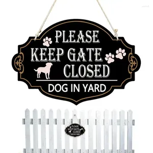 Décorations de jardin Dog Warding Sign Yard Outdoor Wall Decor 13x9 pouces Veuillez fermer la porte Méfiez-vous des panneaux de clôture dans Keep