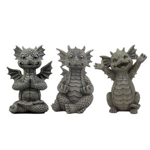 Tuin Decorations Dragon Meditation Statue in The Ward Fantasy Hars Collecting Crafts 18x11x9cm Outdoor Decoration