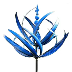 Décorations de jardin Dynamique 3D Lotus Windmill 360 degrés Rotatif Wind Spinner Powered Sculpture cinétique Pelouse pour balcons