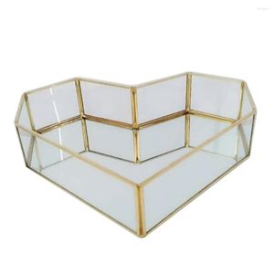 Tuindecoraties Elegante metalen gespiegelde sieradenlade Dressoir Organizer Past voor ringen Oorbellen Armbanden Snuisterijen