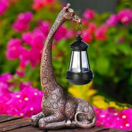 Decoraciones de jardín Estatua de elefante/jirafa con figuras de linterna solar para decoración de jardín/patio, regalos para mujeres, hombres, mamá, regalo de cumpleaños