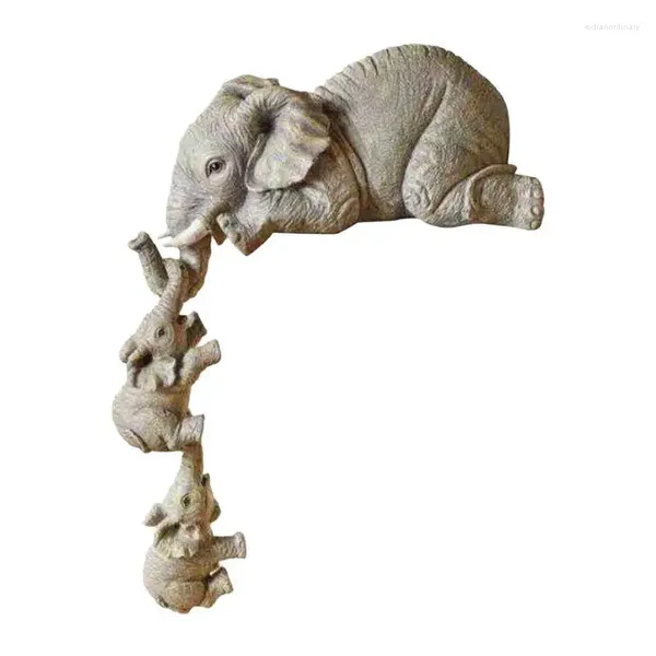 Décorations de jardin éléphants ornement pour la maison mignon résine éléphant décor sitter figurines peintes à la main mère tentures 2 bébés