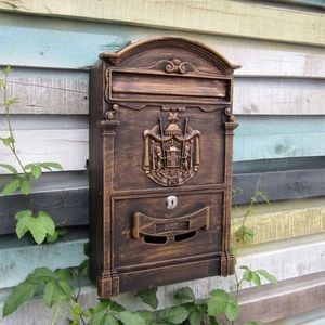 Garden Decoraties European Style Villa Letterbox Outdoor Waterdicht Mailbox Wall Mount Postbox Retro Suggestie Box met sleutelslot voor Home 221128