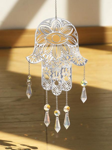 DÉCORATIONS DE JARDINE Mélacée œil suspendu Suncatchers Hamsa Hand Angel Wing Decor Prism Crystal Sun Catcher Fenêtre intérieure Decoration Home Decoration Gift