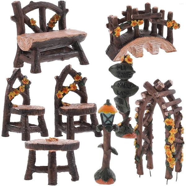 Décorations de jardin meubles de fée décor résine bonsaï ornements mini chaise accessoires chaises petite table d'aménagement paysager modèle miniature