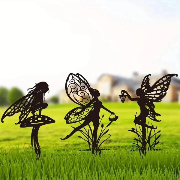 DÉCORATIONS DE GRANDE FAIRY STATUES PAET Pretty Elf Silhouette Metal Outdoor Yard Art for Your Patio Lawn Decor Perfect Party