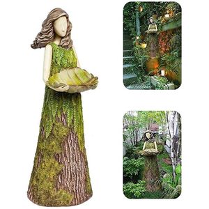Garden Decorations Fairy Statue With Bird Feeder Lawn Resin Ornamenten Art Sculptures for Outdoor Decoration 230816