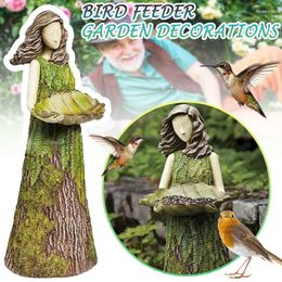Décorations de jardin conte de fées forêt fille mangeoire à oiseaux en plein air résine artisanat cour pelouse statue décorative
