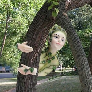 Décorations de jardin Fairy Tree Hugger Sculpture Peeker Résine Figurine Statue Face Decor pour patio Party Outdoor Holiday Holiday