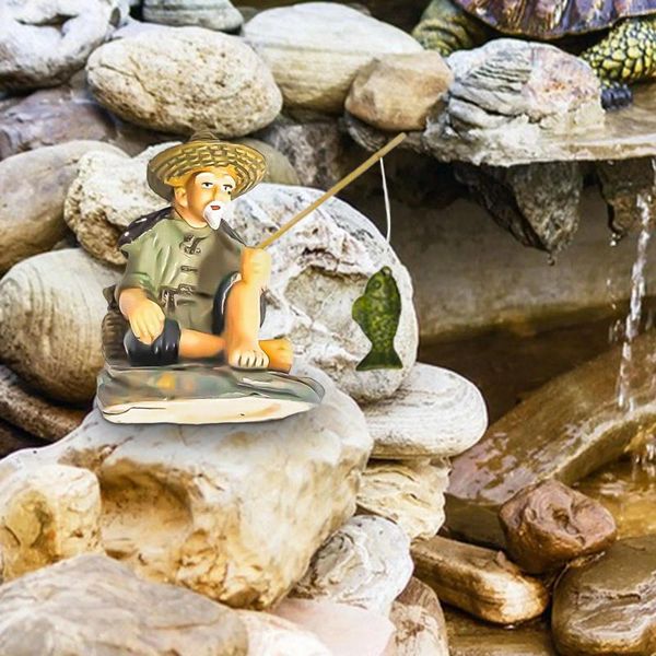 Décorations de jardin Fisher miniature figurine Aquarium ornement décoratif petite sculpture