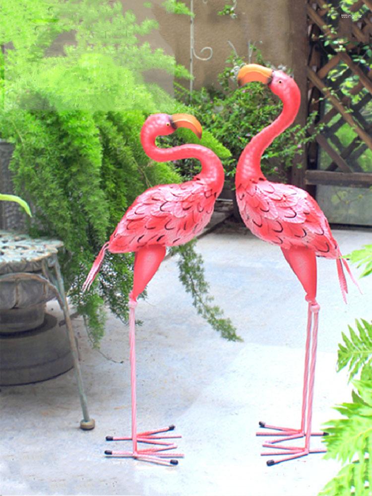 Garden Decorations Flamingo Ornaments Statue Courtyard Balcony Shop Landscape Layout Decoration Outdoor Iron Art Floor Sculpture Gift