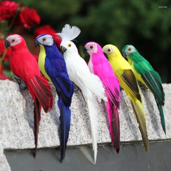 Decoraciones de jardín, pluma de espuma, loro, pájaro de imitación, modelo creativo en miniatura, estatuilla de césped de 25/35cm, ornamento, decoración del hogar