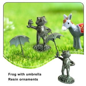 Decoraciones de jardín rana jugando paraguero statue figurine resina decoración de animales artesanías adornos escultura al aire libre accesorios para el hogar