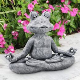 Tuindecoraties Kikker beelden Mediteren Figurine Resin Office Zen Yoga Outdoor Decoratie Sculpturen Ornament Decor Craftsgarden