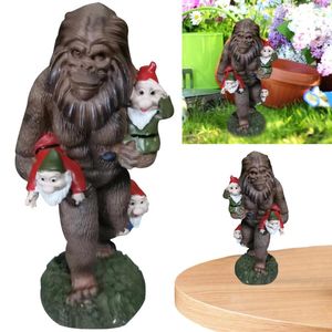 Tuindecoratie Grappige Kabouters Beeldje Sculptuur Ornament Buiten Hars Standbeeld Zwarte Gorilla Elf Miniaturen Voor Pathway Hek Gazon