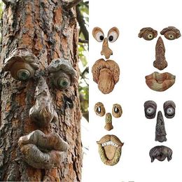 Décorations de jardin Funny Old Man Tree Face Hugger Garden Art Outdoor Tree Amusant Old Man Face Sculpture Whimsical Tree Face Garden Décoration YQ240116