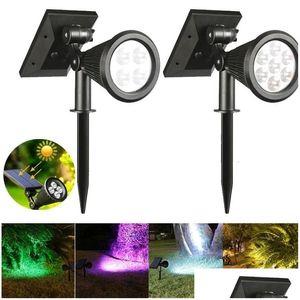 Tuindecoraties Tuindecoraties 7Led Solar Gazonverlichting Outdoor Landschap Spotlights Ip65 Waterdichte Verbeterde Aangedreven Wandlamp V Dhiwm