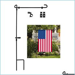 Tuindecoraties tuin vlag vlaggenpole metalen paalhouder Halloween Kerst Pasen Stand Yard Flags Drop Delivery Home Patio Lawn Dh79X