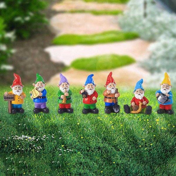 Décorations De Jardin Statue De Nain De Jardin Ensemble 7 Pcs Miniature Résine Gnomes De Noël Figurines Bureau Sculpture De Jardin En Plein Air Maison Décorations De Jardin L230715