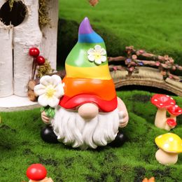 Décorations de jardin jardin arc-en-ciel gnome résine statue de poupée sans visage figures de poupée miniature décorati 221126