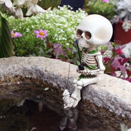 Decoraciones de jardín Estatuas de jardín Figuras de esqueleto creativas Esculturas para piscina Baño de pájaros Fuente Decoración Adorno de resina de Halloween Decoración 230928