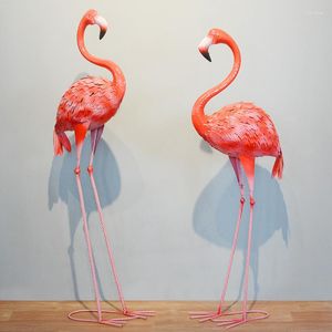 Décorations de jardin Accessoires de décoration de jardinage Grand fer Art Flamingo Sculpture Ornements de mariage Décoration d'intérieur Artisanat Statue Cadeaux