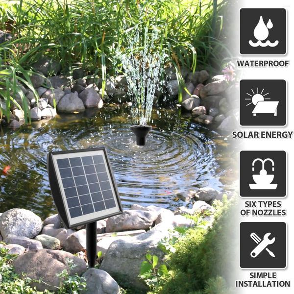 Garden DÉCORATIONS GARDES SOLAR FOUNTAIN POMME Kit d'eau de bricolage avec 5 buses pour baignoire d'oiseaux Décor de piscine extérieure