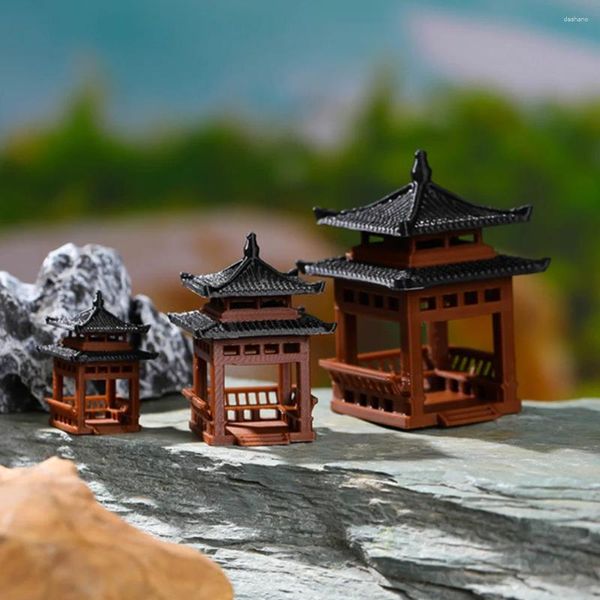 DÉCORATIONS DE JARDING GAZEURS Mini Pagoda Statue miniature Pavillon japonais Vase de fleurs figurine micro paysage asiatique zen